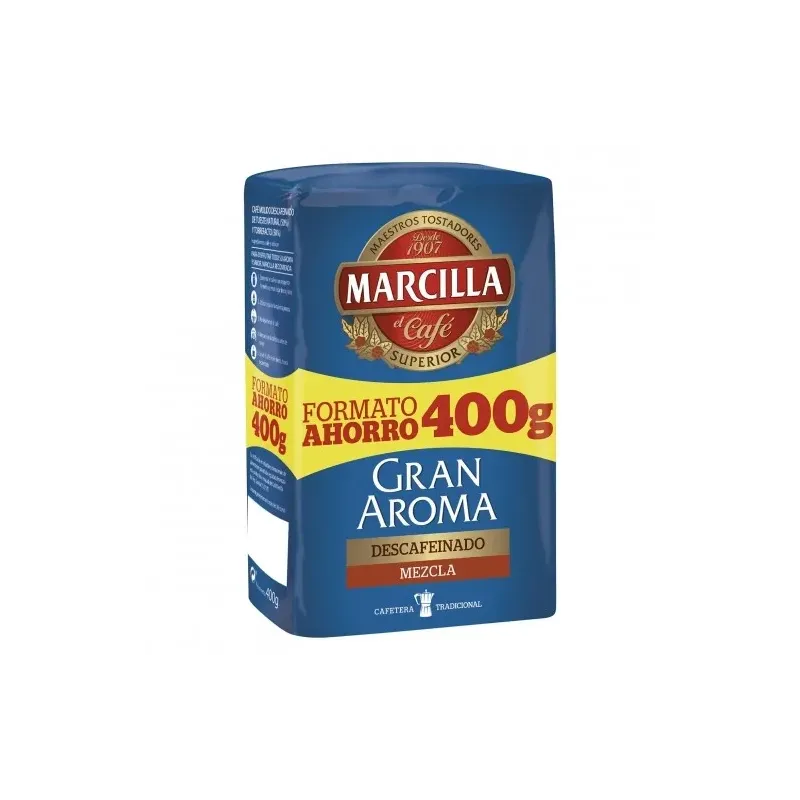 Café molido mezcla descafeinado Gran Aroma Marcilla 400 g