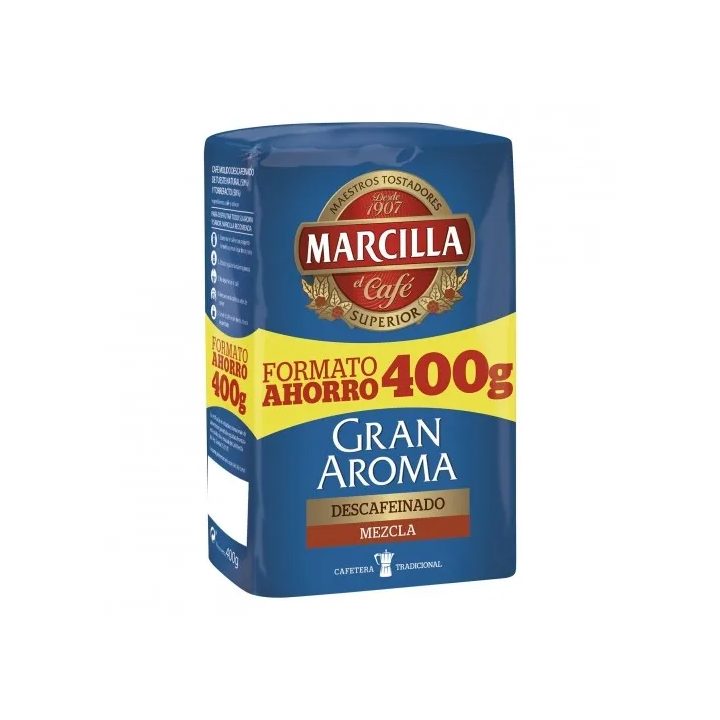 Café molido mezcla descafeinado Gran Aroma Marcilla 400 g