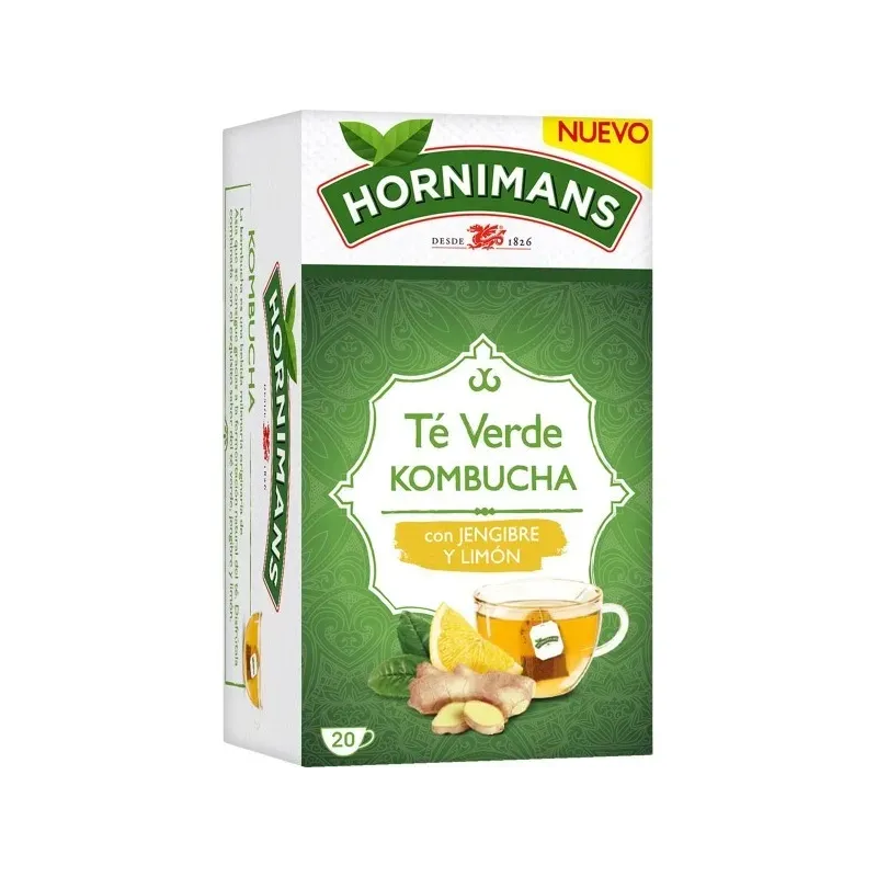 Hornimans Té verde kombucha con jengibre y limón estuche 20 bolsitas Hornimans Té verde kombucha con jengibre y limón estuche 20 bolsitas