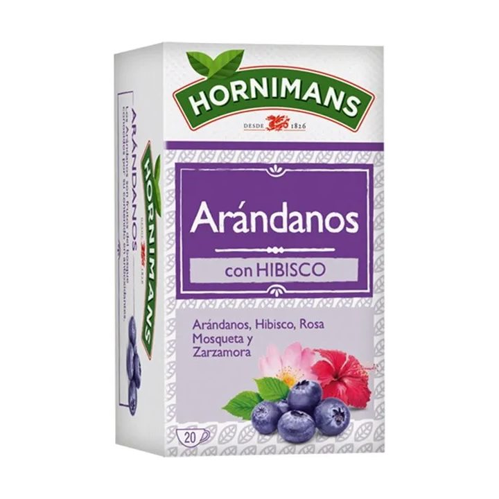Hornimans Infusión de arándanos, hibisco, rosa mosqueta y zarzamora estuche 20 bolsitas