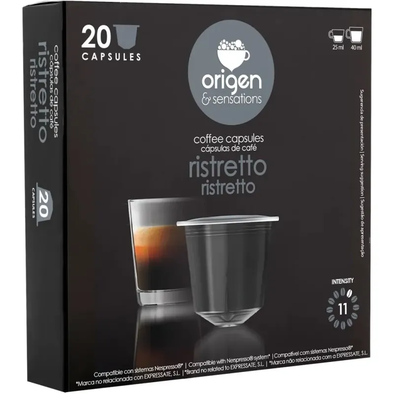 Ristretto Origen Sensations 20 cápsulas compatibles Nespresso®* Ristretto Origen Sensations 20 cápsulas compatibles Nespresso®*