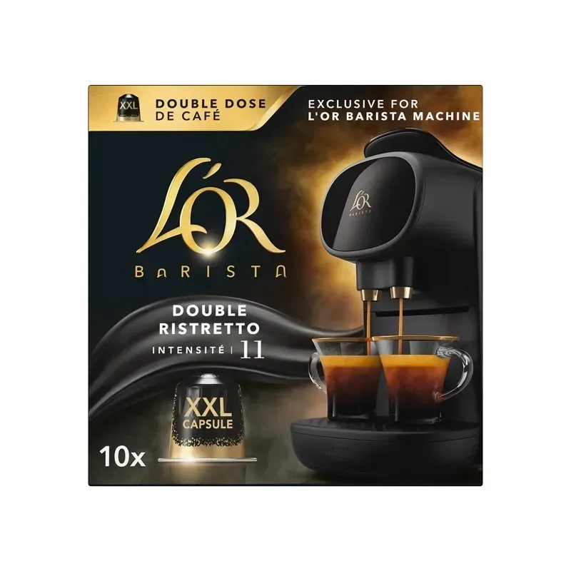 Café Double Ristretto intensidad 11 estuche 10 cápsulas XXL exclusivas para máquinas L'OR Barista Café Double Ristretto intensidad 11 estuche 10 cápsulas XXL exclusivas para máquinas L'OR Barista