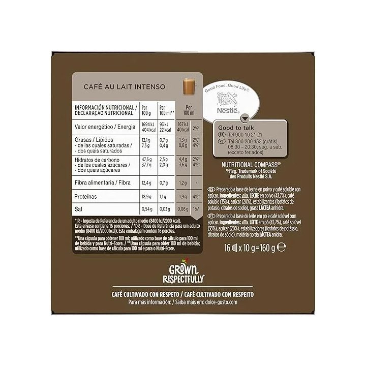 NESCAFÉ® Dolce Gusto® Café con Leche INTENSO 16 Cápsulas