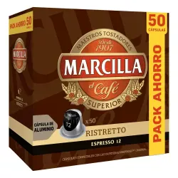 MARCILLA Café Espresso Ristretto pack ahorro 50 cápsulas compatibles Nespresso