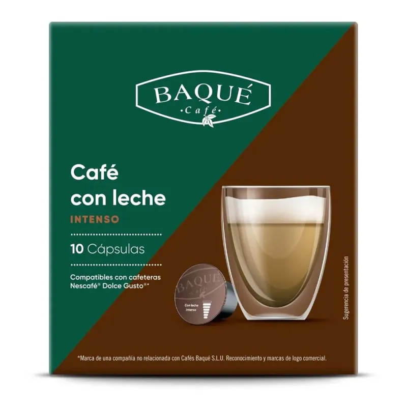 Café con Leche Intenso Baqué 10 cápsulas compatibles Dolce Gusto Café con Leche Intenso Baqué 10 cápsulas compatibles Dolce Gusto