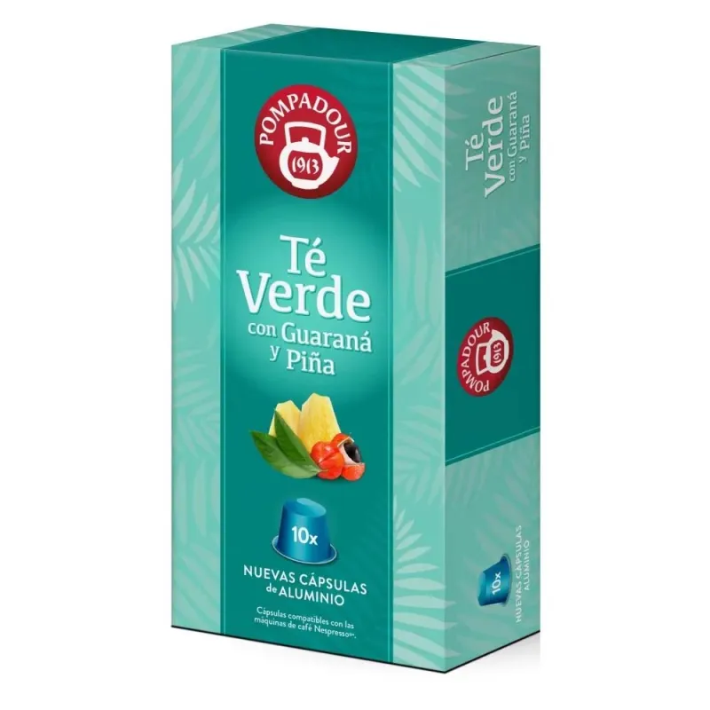Té Verde con Guaraná y Piña Pompadour 10 cápsulas compatibles Nespresso® Té Verde con Guaraná y Piña Pompadour 10 cápsulas compatibles Nespresso®