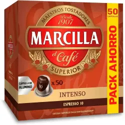 MARCILLA Café Espresso Intenso pack ahorro 50 cápsulas compatibles Nespresso