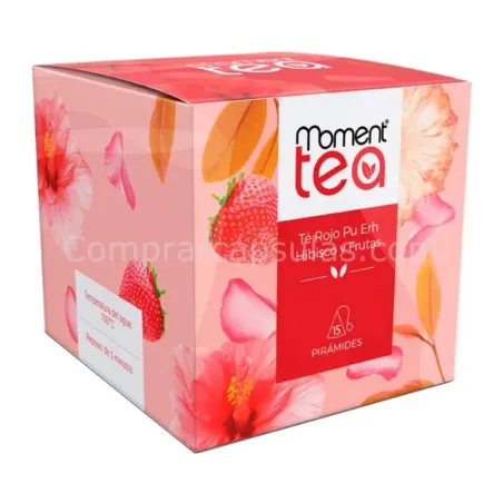 MOMENT TEA Té Rojo Pu Erh con Hibisco y Frutas 15 Piramides