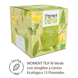 MOMENT TEA Té Verde con Jengibre y Limón Ecológico 15 Piramides