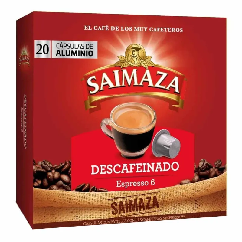 Cápsulas de Aluminio Saimaza Descafeinado compatibles Nespresso® 20 Cápsulas Cápsulas de Aluminio Saimaza Descafeinado compatibles Nespresso® 20 Cápsulas