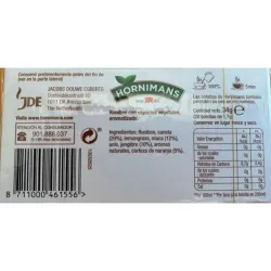 Valor nutricional Infusión de maca, jengibre, canela y naranja sin teína  Hornimans