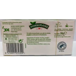 Valor nutricional Té verde kombucha con jengibre y limón Hornimans