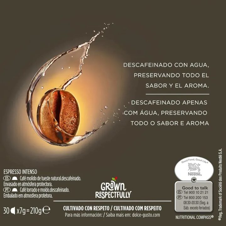 Información Espresso Intenso Descafeinado Dolce Gusto