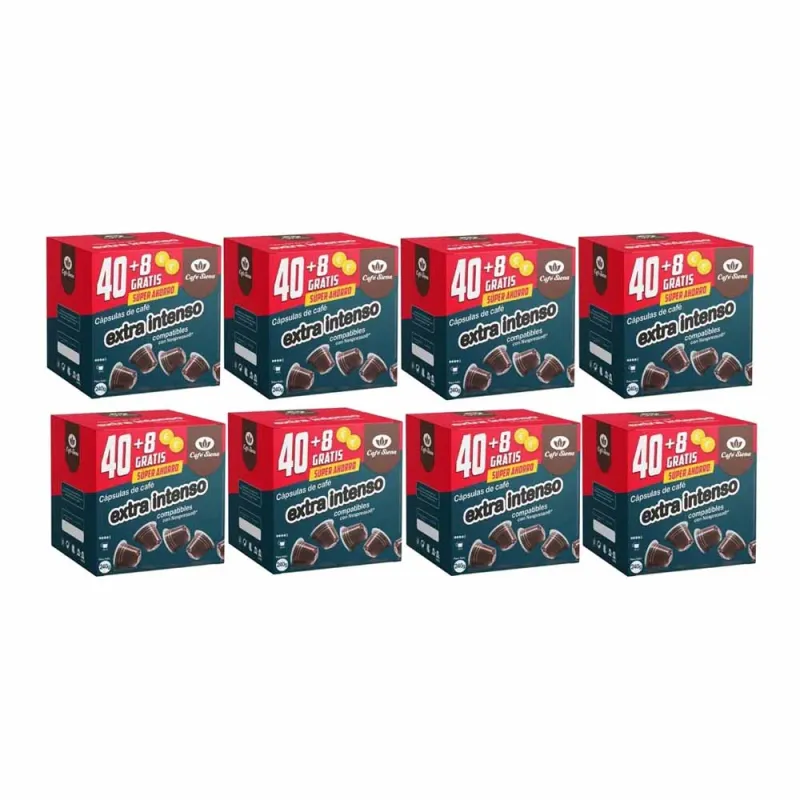 Pack 8 unidades Café Siena Extra Intenso 40+8 Cápsulas CompatibleS Nespresso®* Pack 8 unidades Café Siena Extra Intenso 40+8 Cápsulas CompatibleS Nespresso®*