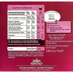 Valor energetico Doppio Espresso  Dolce Gusto 3 cajas de 16 unidades Vietnam y Sudamerica