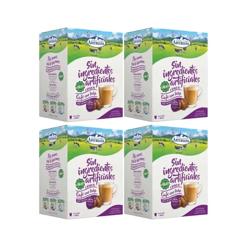 Lote x 4 Café con Leche Sin Lactosa Central Lechera Asturiana Compatibles Dolce Gusto®* Lote x 4 Café con Leche Sin Lactosa Central Lechera Asturiana Compatibles Dolce Gusto®*