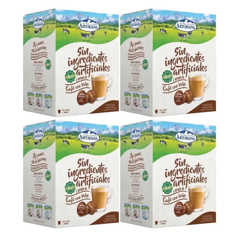 Lote x 4 Café con Leche Central Lechera Asturiana Compatibles Dolce Gusto®* Lote x 4 Café con Leche Central Lechera Asturiana Compatibles Dolce Gusto®*
