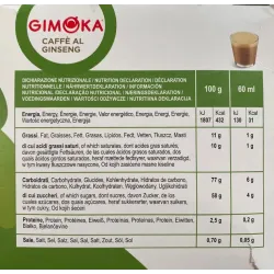 VALOR ENERGÉTICO Gimoka Café al Ginseng Dolce Gusto®
