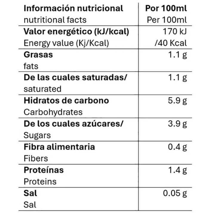 Valor nutricional cortado marcilla tassimo