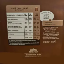 Valor energético Café con leche Dolce Gusto