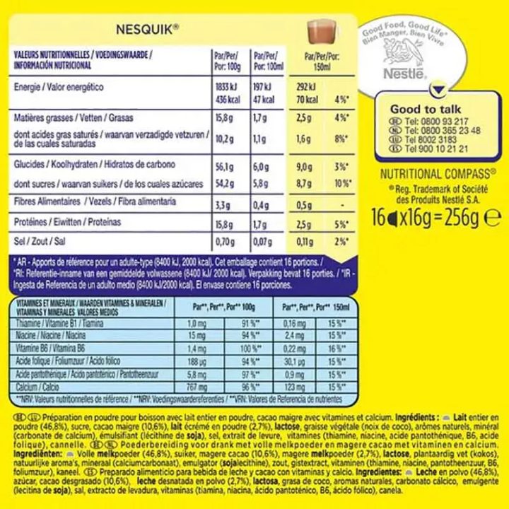 Valor energetico Nesquik Dolce Gusto 16 Cápsulas de la marca Nestlé