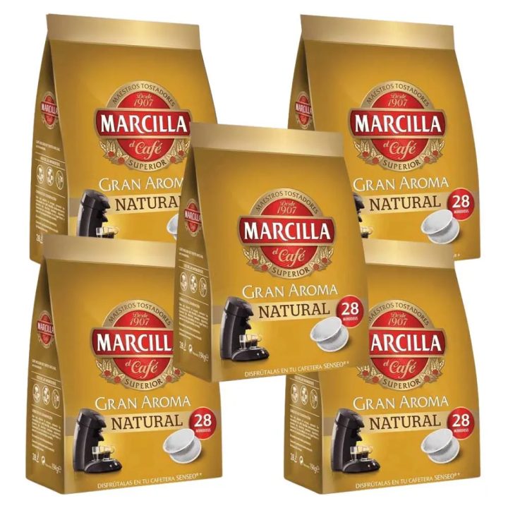 Lote 5 Marcilla 28 monodosis cafe natural para Senseo®