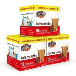 Cafe con leche Kfetea 3 cajas de 16 capsulas compatibles Dolce Gusto
