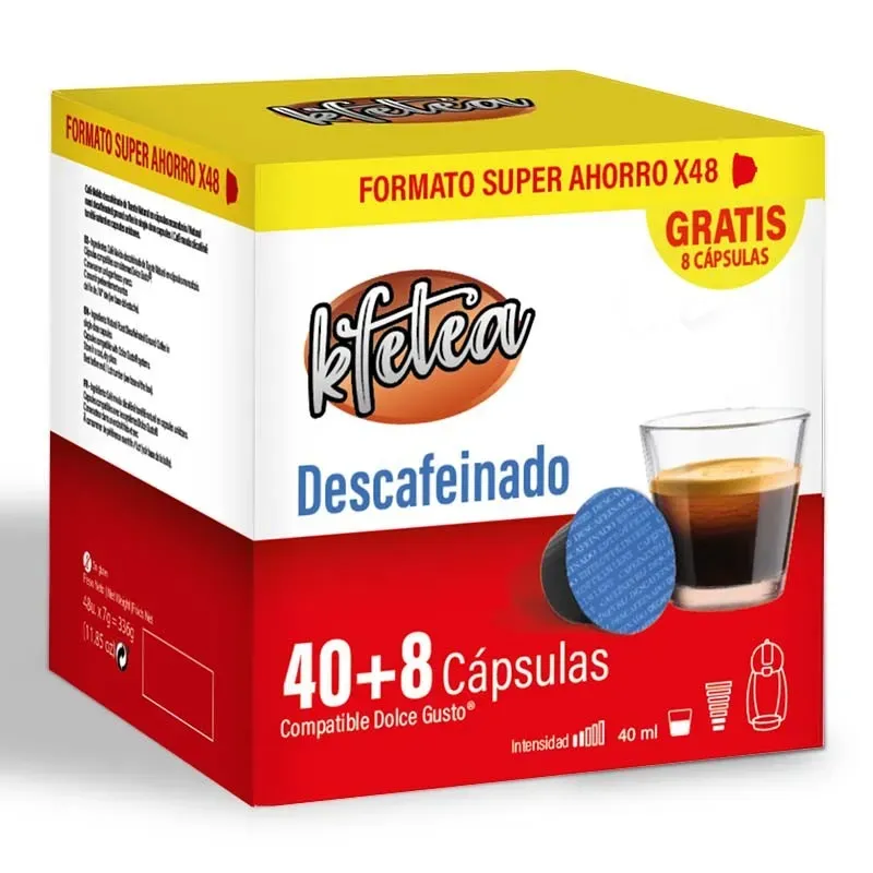 Descafeinado Kfetea 48 cápsulas, Formato Super Ahorro compatible Dolce gusto Descafeinado Kfetea 48 cápsulas, Formato Super Ahorro compatible Dolce gusto