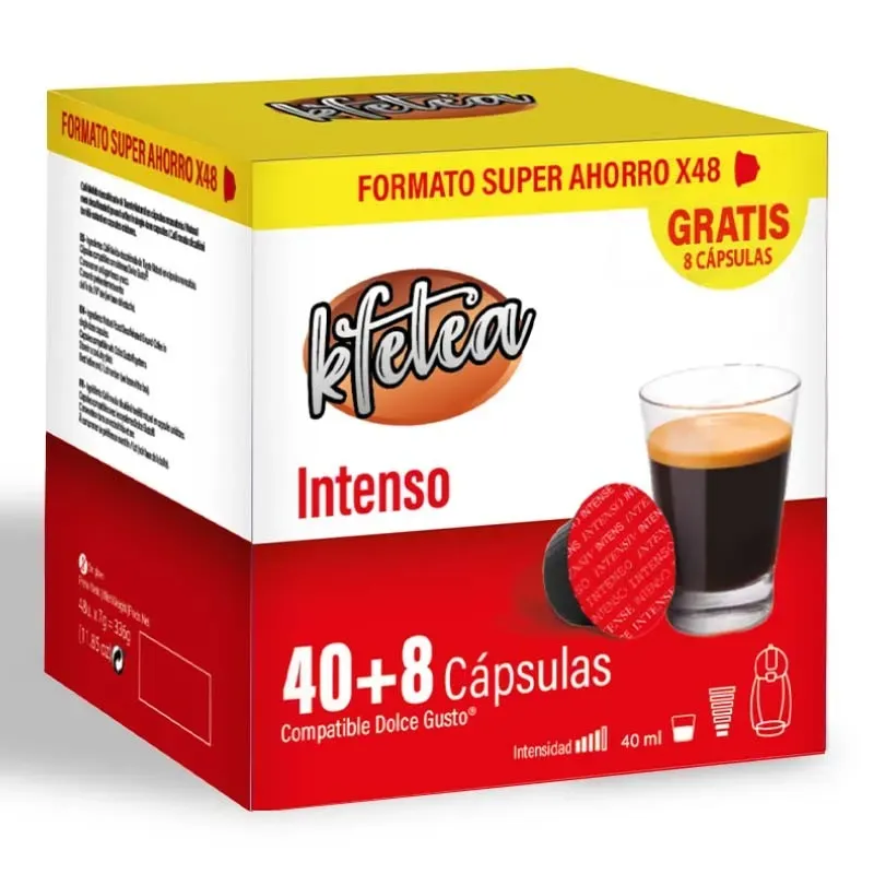Intenso Kfetea compatible Dolce gusto 48 cápsulas, Formato Super Ahorro Intenso Kfetea compatible Dolce gusto 48 cápsulas, Formato Super Ahorro