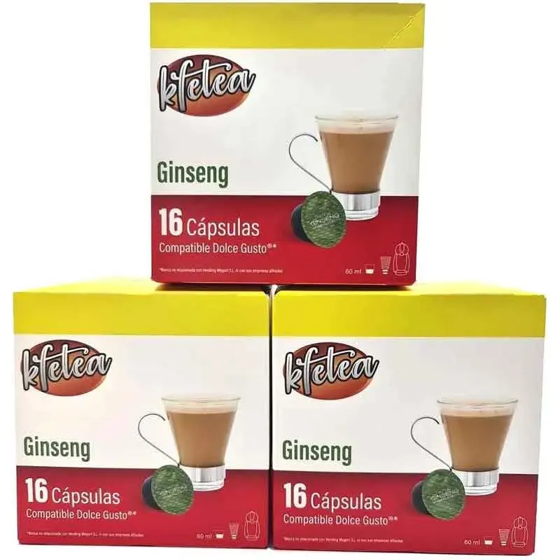 Kfetea Ginseng Pack de 3 cajas de 16 capsulas compatibles Dolce Gusto