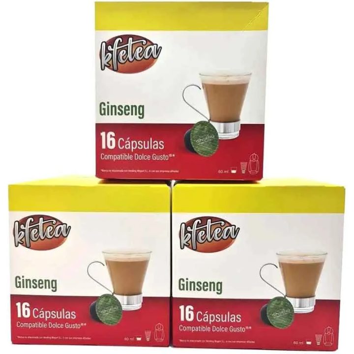 Kfetea Ginseng Pack de 3 cajas de 16 capsulas compatibles Dolce Gusto
