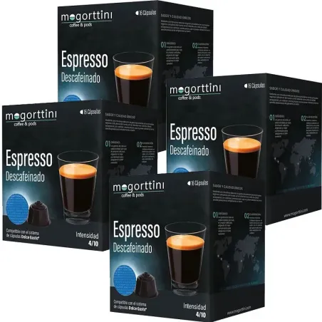Café Descafeinado 4 cajas x 16 cápsulas | Mogorttini Dolce Gusto