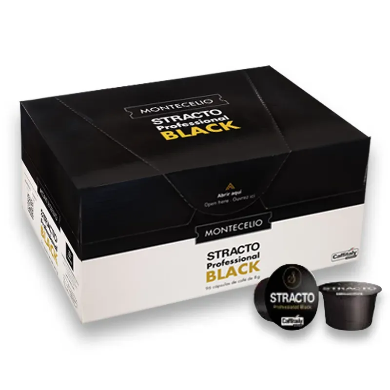 Stracto Professional Black 96 cápsulas de 8g |Montecelio Caffitaly