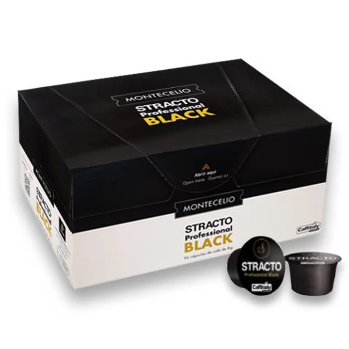 Stracto Professional Black 96 cápsulas de 8g |Montecelio Caffitaly