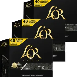Café Espresso 120 cápsulas 3x2 | L'OR Onyx Nespresso