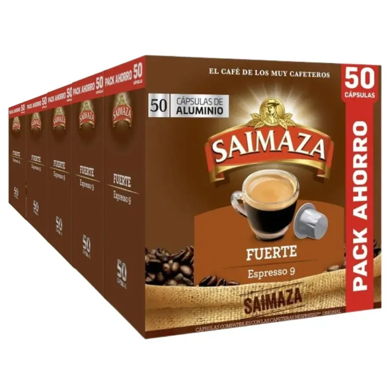 Café Fuerte 5 cajas, 250 cápsulas | Saimaza Nespresso