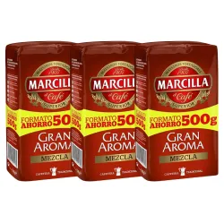 Pack de 3 Marcilla molido Gran Aroma Mezcla 50/50 Formato Ahorro 500 gramos