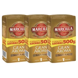 Pack de 3 Marcilla molido Gran Aroma Natural, Formato Ahorro 500 gramos
