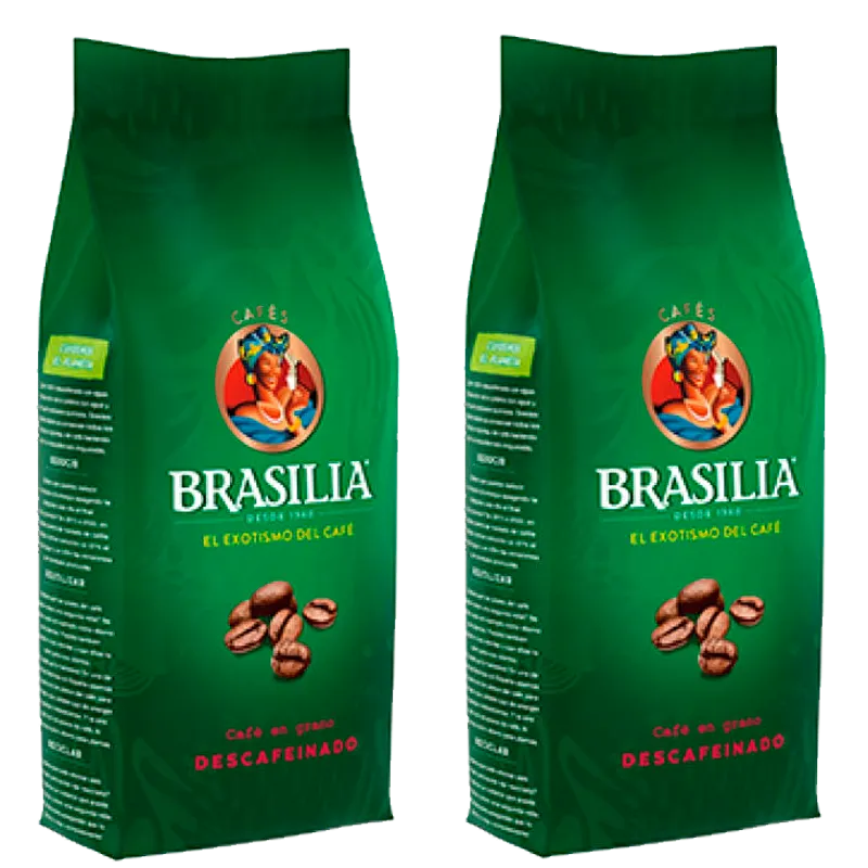 Café en grano Descafeinado 2x500g Brasilia Medalla de Oro