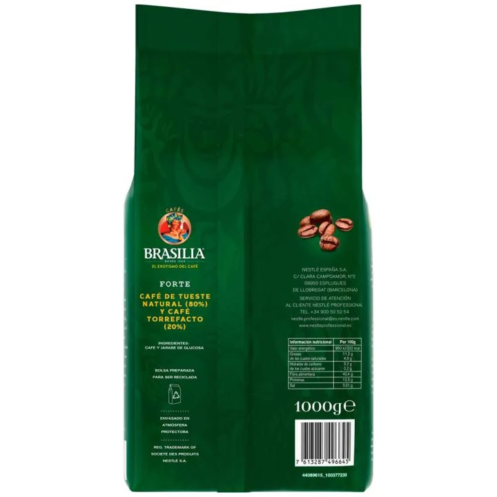 Brasilia Forte  Mezcla Café Tostado en grano 1Kg. trasera