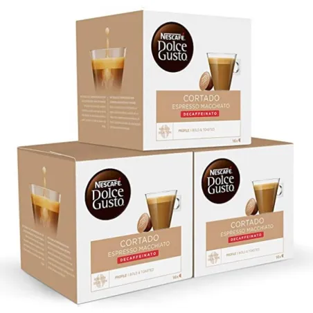 Cortado Descafeinado 3 cajas, 48 cápsulas Nescafé Dolce Gusto