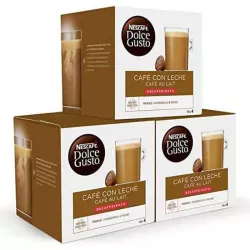 Café con Leche Descafeinado 3 cajas, 48 cápsulas Dolce Gusto Nescafé
