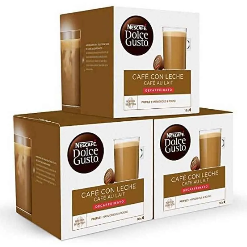 Café con Leche Descafeinado 3 cajas, 48 cápsulas Dolce Gusto Nescafé