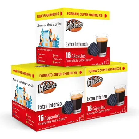 Kfetea Extra Intenso 3 cajas de 16 capsulas compatibles con Dolce Gusto