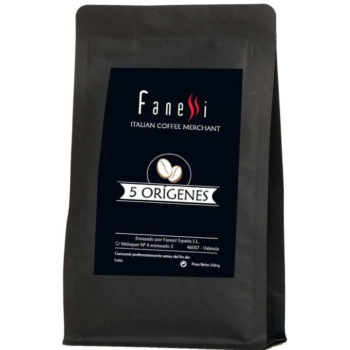 5 orígenes Fanessi  250 gramos de café en grano de especialidad