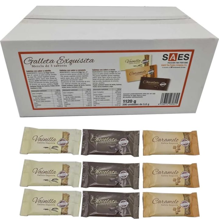 Galleta exquisita mezcla de 3 sabores 200 unidades de 5,6 gr