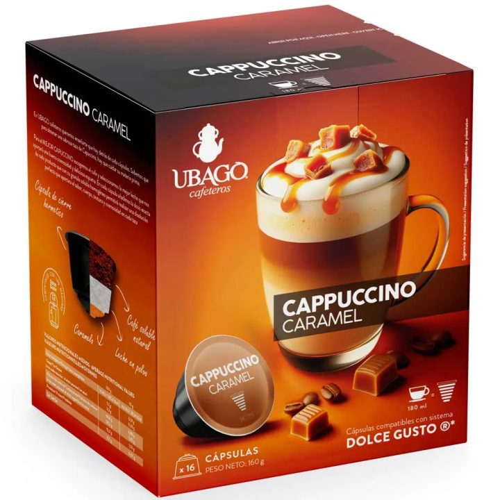 Cappuccino Caramelo Dolce Gusto 16 cápsulas compatibles marca Ubago