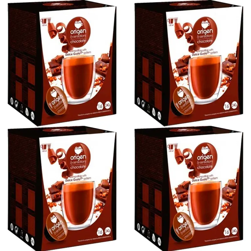 Chocolate 4 cajas 64 cápsulas Origen Sensations