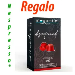 Regalo Descafeinado Mogorttini, caja 20 cápsulas. Compatibles con Nespresso.