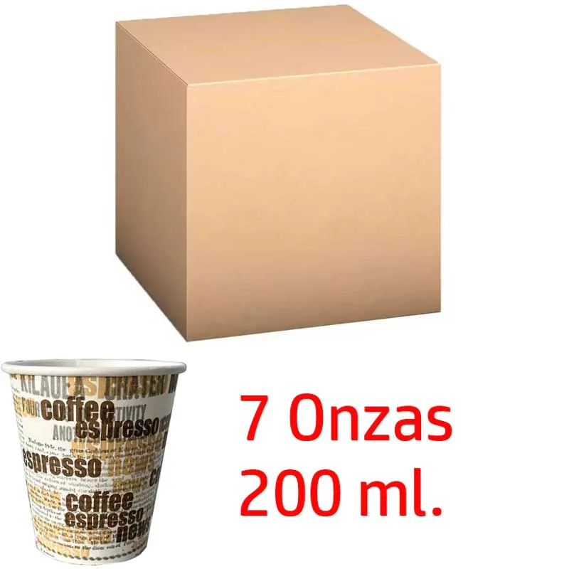 Caja de Vasos de  7 onzas  1000 Vasos de un solo uso de 200 ml